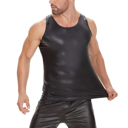 Shiny Faux Leather Tank Top - Image 3