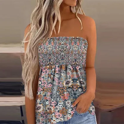 Floral Strapless Tank Top - Image 4