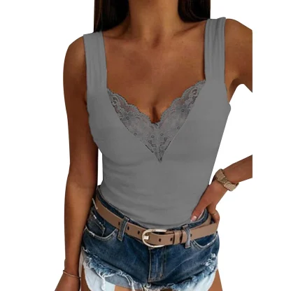 Chic V-Neck Lace Tank Top - Image 5