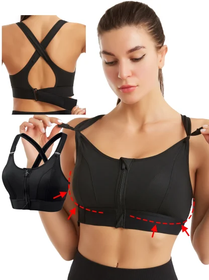 Front Zipper Sports Bra Tank Top - Image 2