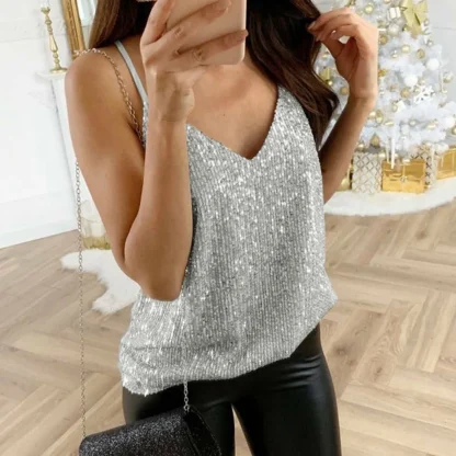 Shimmering Strappy Tank Top - Image 4