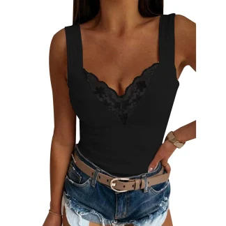 Chic V-Neck Lace Tank Top