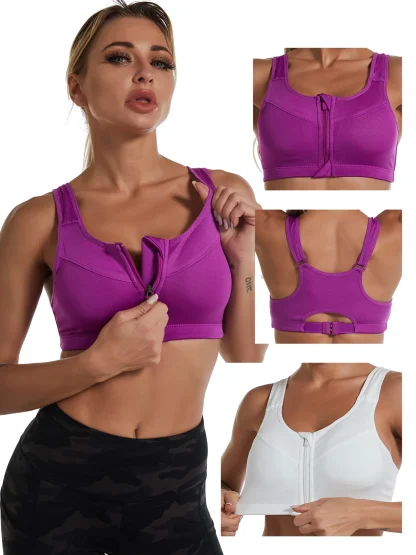 Front-Zip Fitness Bra Tank Top - Image 2