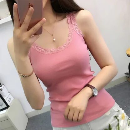 Basic Lace Detail Tank Top - Image 2