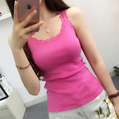 Basic Lace Detail Tank Top - Image 4