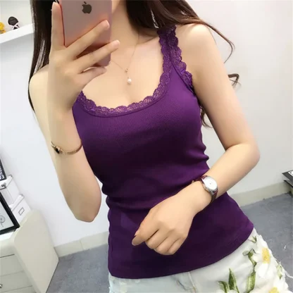 Basic Lace Detail Tank Top - Image 6