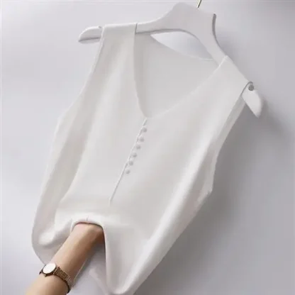 Relax Fit Knitted V-Neck Tank Top - Image 5