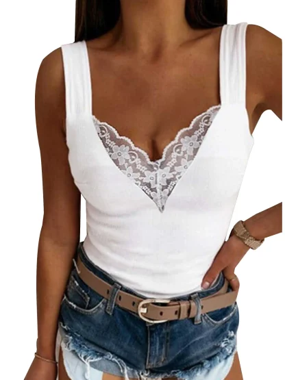 Sexy Lace V Neck Tank Top - Image 2