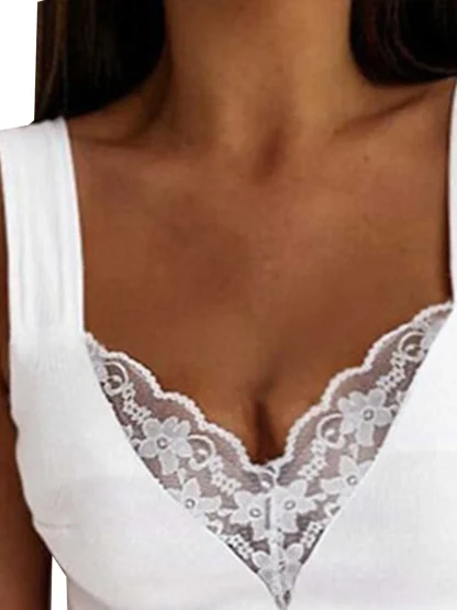 Sexy Lace V Neck Tank Top - Image 3