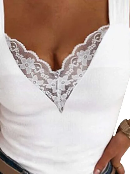 Sexy Lace V Neck Tank Top - Image 4