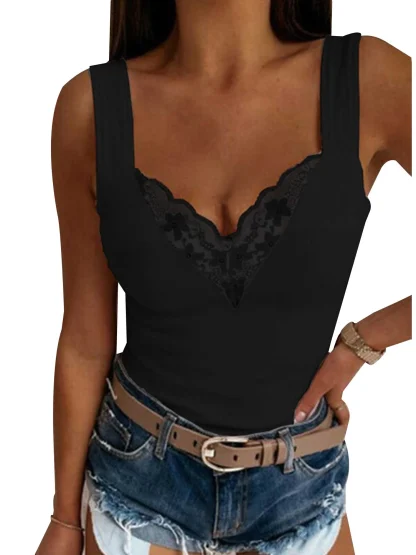 Sexy Lace V Neck Tank Top