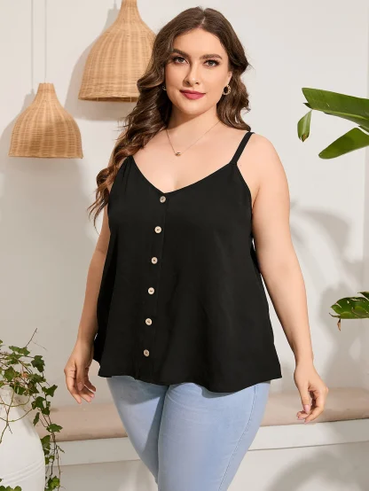 Curvy Button Front Tank Top - Image 2