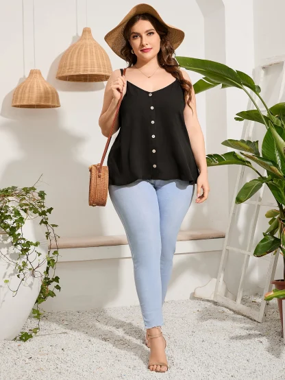 Curvy Button Front Tank Top - Image 5