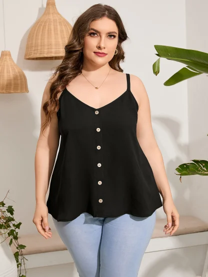 Curvy Button Front Tank Top
