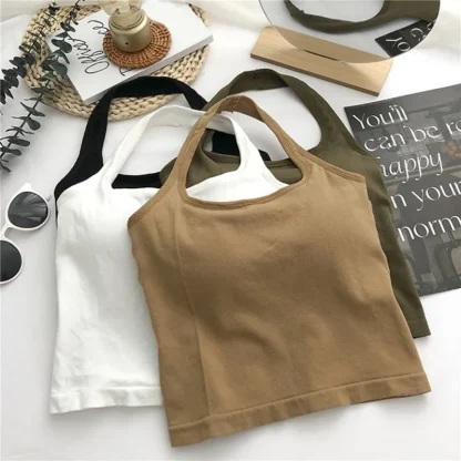 Solid Hanging Neck Tank Top - Image 3
