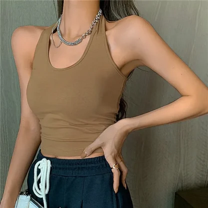 Solid Hanging Neck Tank Top - Image 4