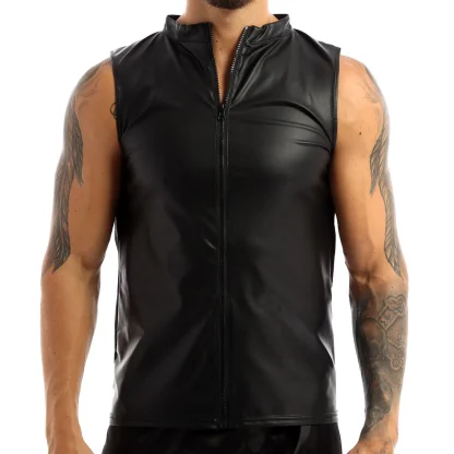 Faux Leather Tank Top Vest - Image 2