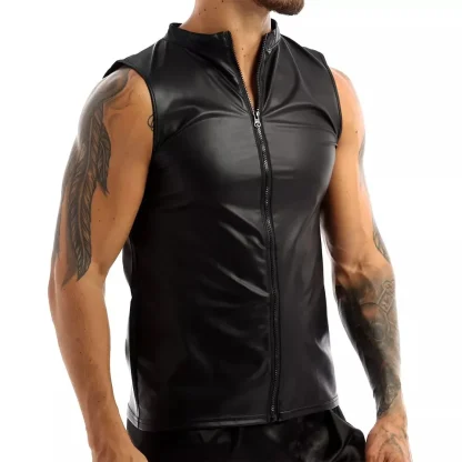Faux Leather Tank Top Vest