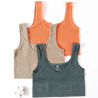 Solid Color Ribbed Crop Top Tank - Image 2