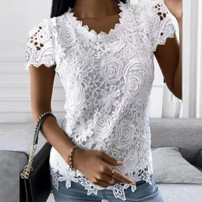 Lace Round Neck Tank Tops - Image 2