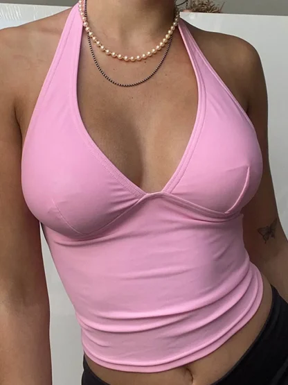 Halter V-Neck Tank Top