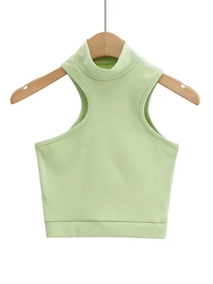 High Neck Crop Tank Top With Cut Out - Image 5