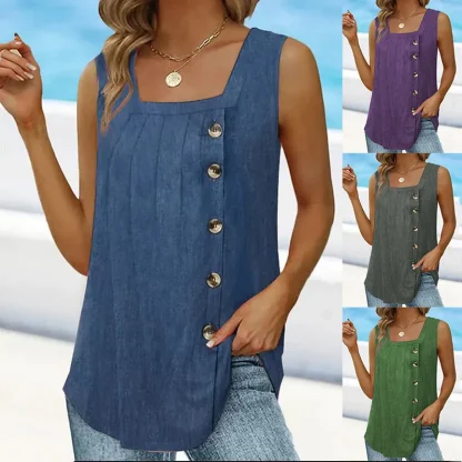 Square Neck Button Tank Top - Image 3