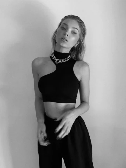 High Neck Crop Tank Top With Cut Out - Image 2