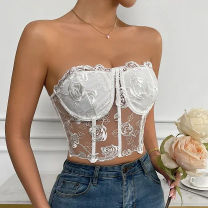 Floral Lace Tank Top Corset - Image 3