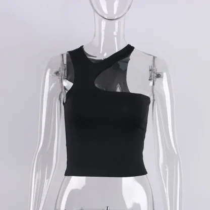 Irregular Shoulder Crop Tank Top - Image 5