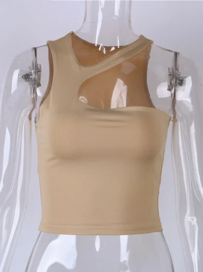 Irregular Shoulder Crop Tank Top - Image 6