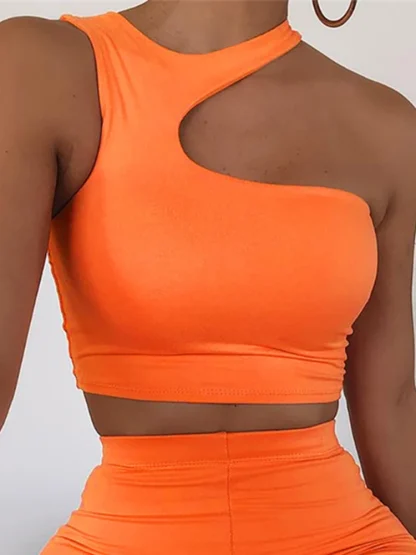 Irregular Shoulder Crop Tank Top - Image 3