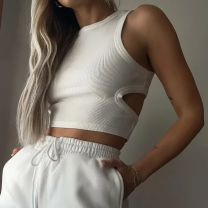 Ribbed Knitted Cut Out Tank Top