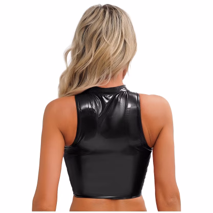 Glossy Front Zipper Tank Top - Image 5
