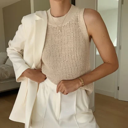Hollow Out Knitted Tank Top - Image 3