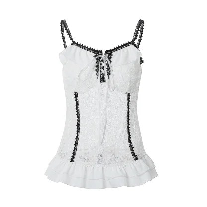 Stylish Low Cut Ruffle Tank Top - Image 6