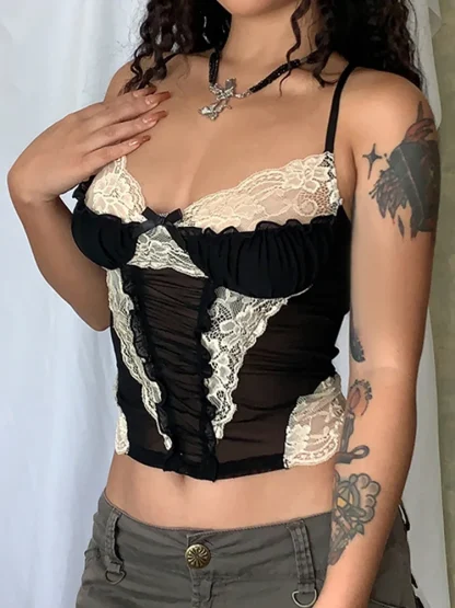 Lace Stitching Camis Tank Top