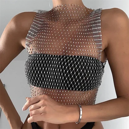 Sparkling Fishnet Tank Top - Image 3