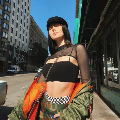 Sexy Mesh Crop Tank Top - Image 2
