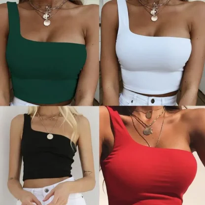 One Shoulder Crop Tank Top - Image 6