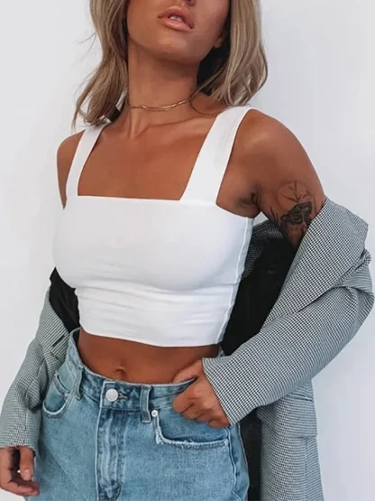 Square Neck Crop Tank Top