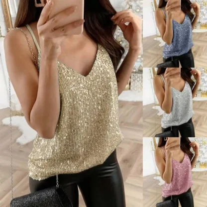 Elegant Shiny Crop Tank Top - Image 5