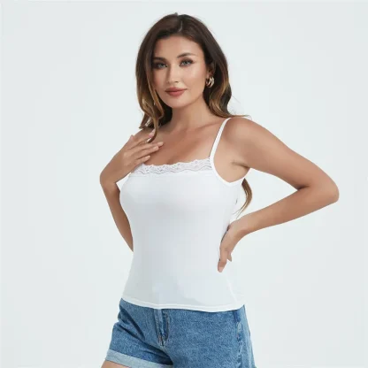 Trendy Lace-Trimmed Tank Top - Image 5
