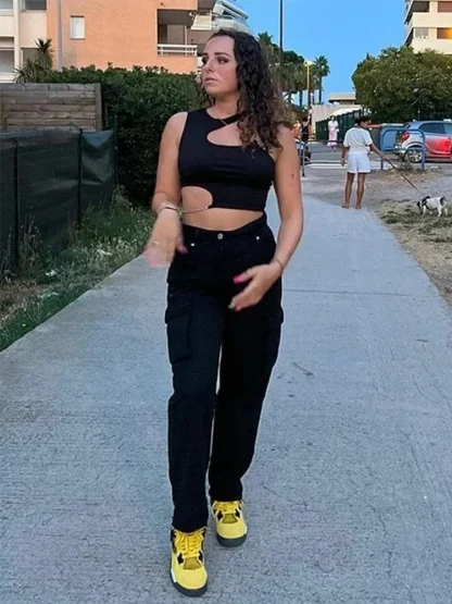 Chain Cut-Out Crop Tank Top - Image 6